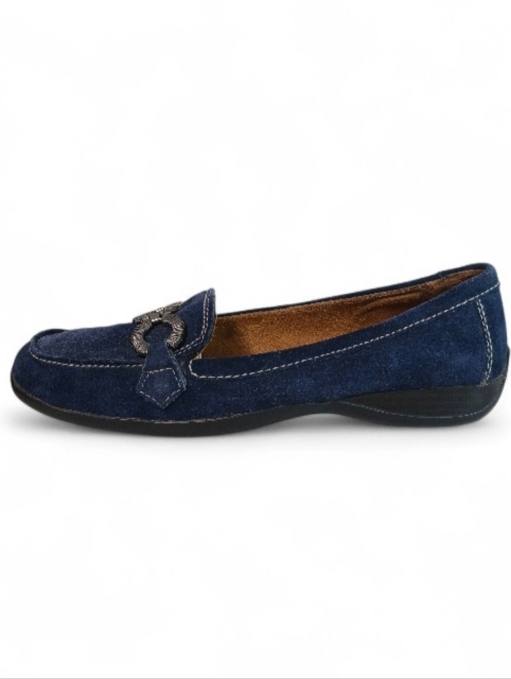 Naturalizer Loafer Women's 6 Blue Suede Metal Accent Slip-on Comfort Preppy Shoe